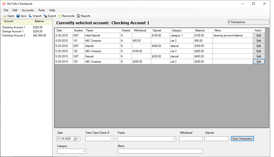 No Frills Checkbook screenshot