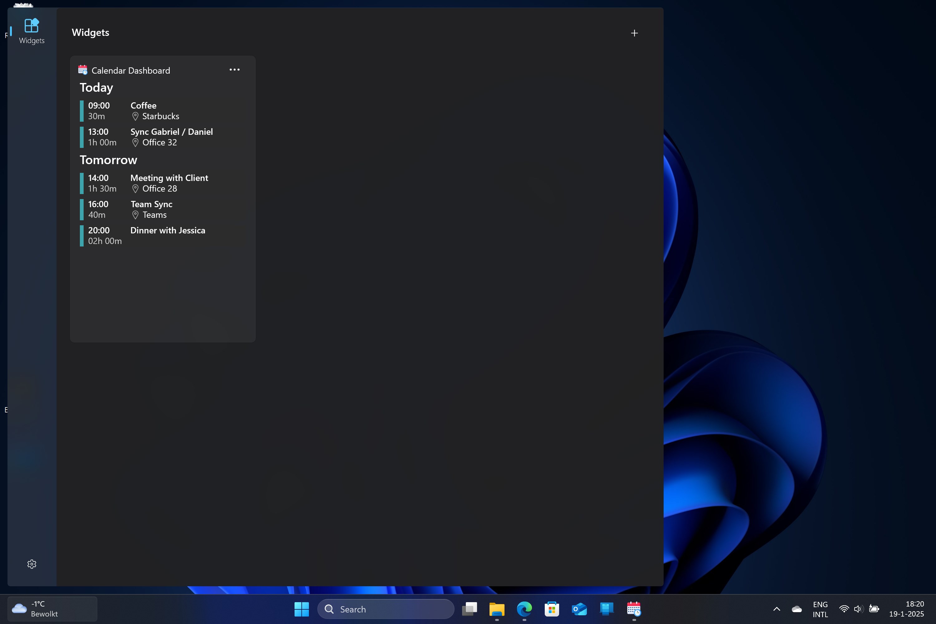 Calendar Dashboard screenshot