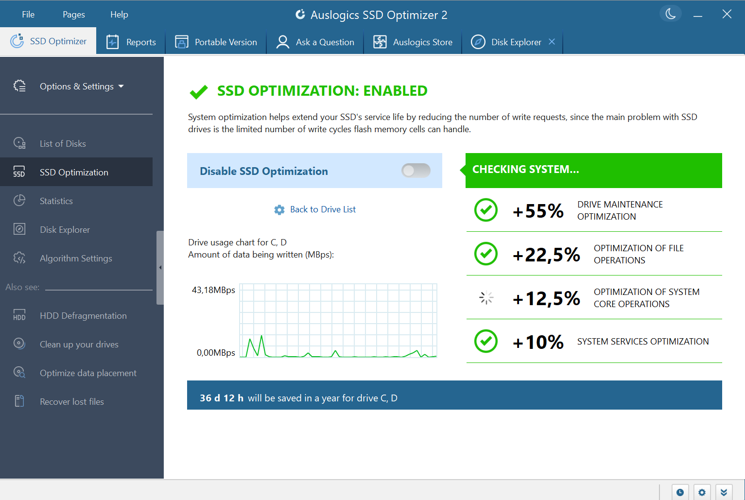 Auslogics SSD Optimizer screenshot
