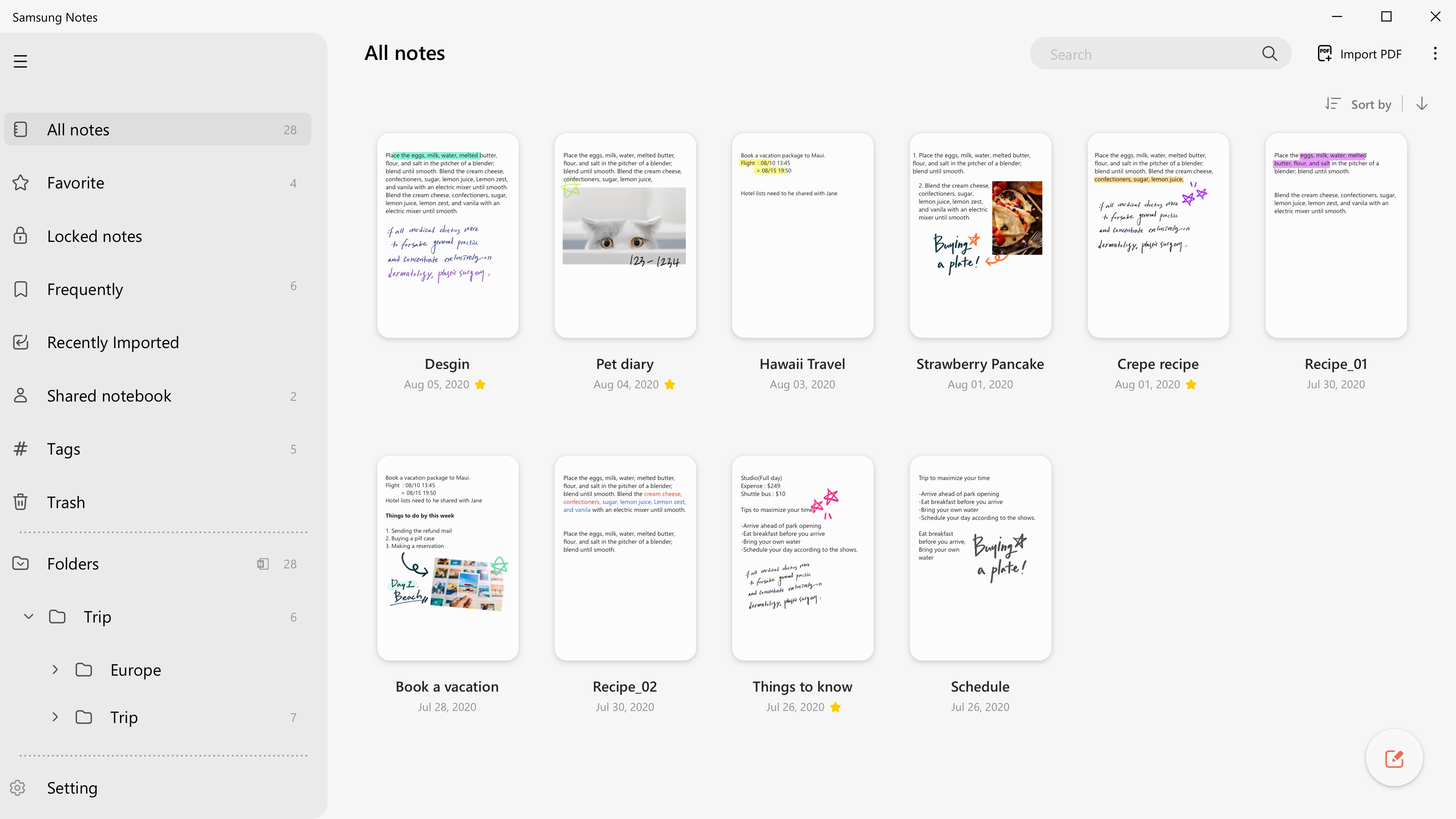 Samsung Notes screenshot