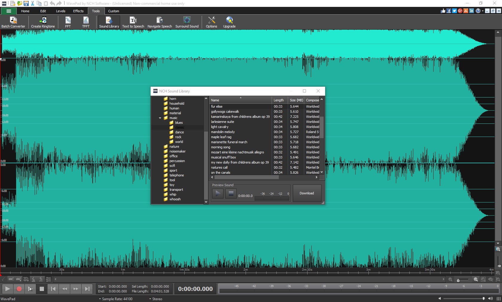 WavePad Audio Editor Software Express Edition screenshot