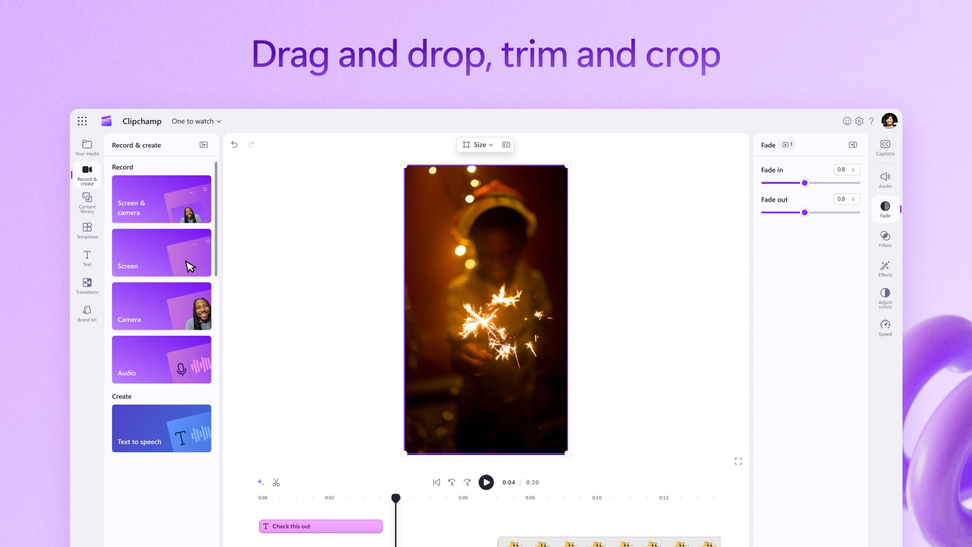 Microsoft Clipchamp screenshot