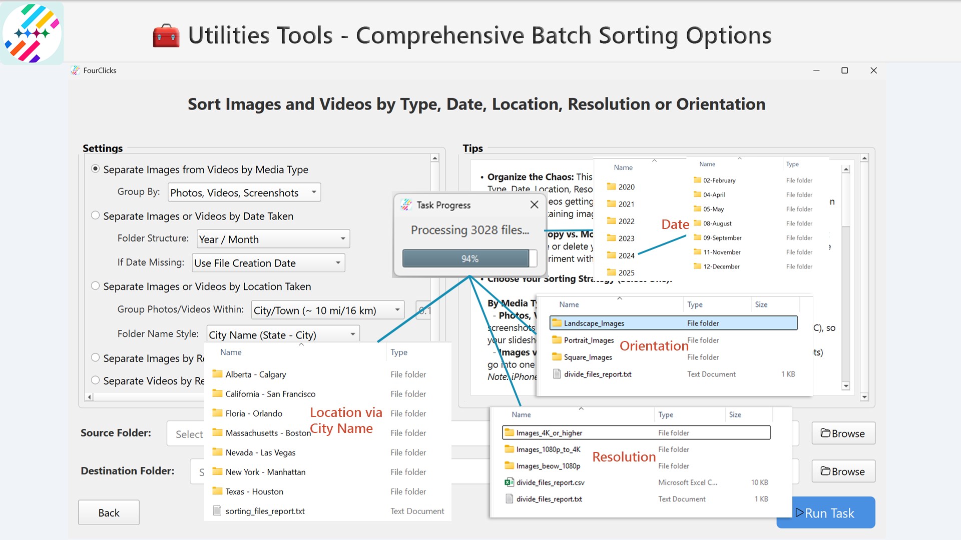 FourClicks Media: Essential Photo Organizer, Converter & 4K Slideshow Creator screenshot