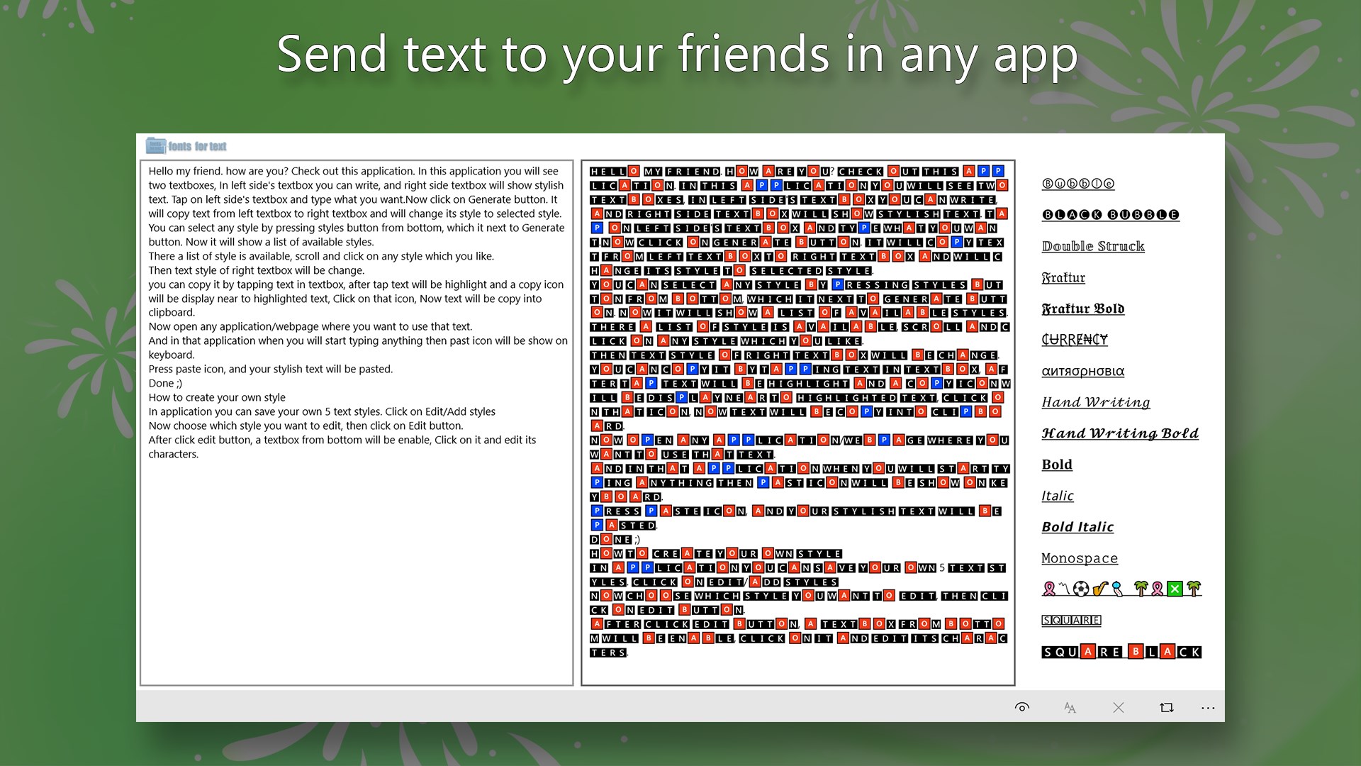 fonts for text screenshot