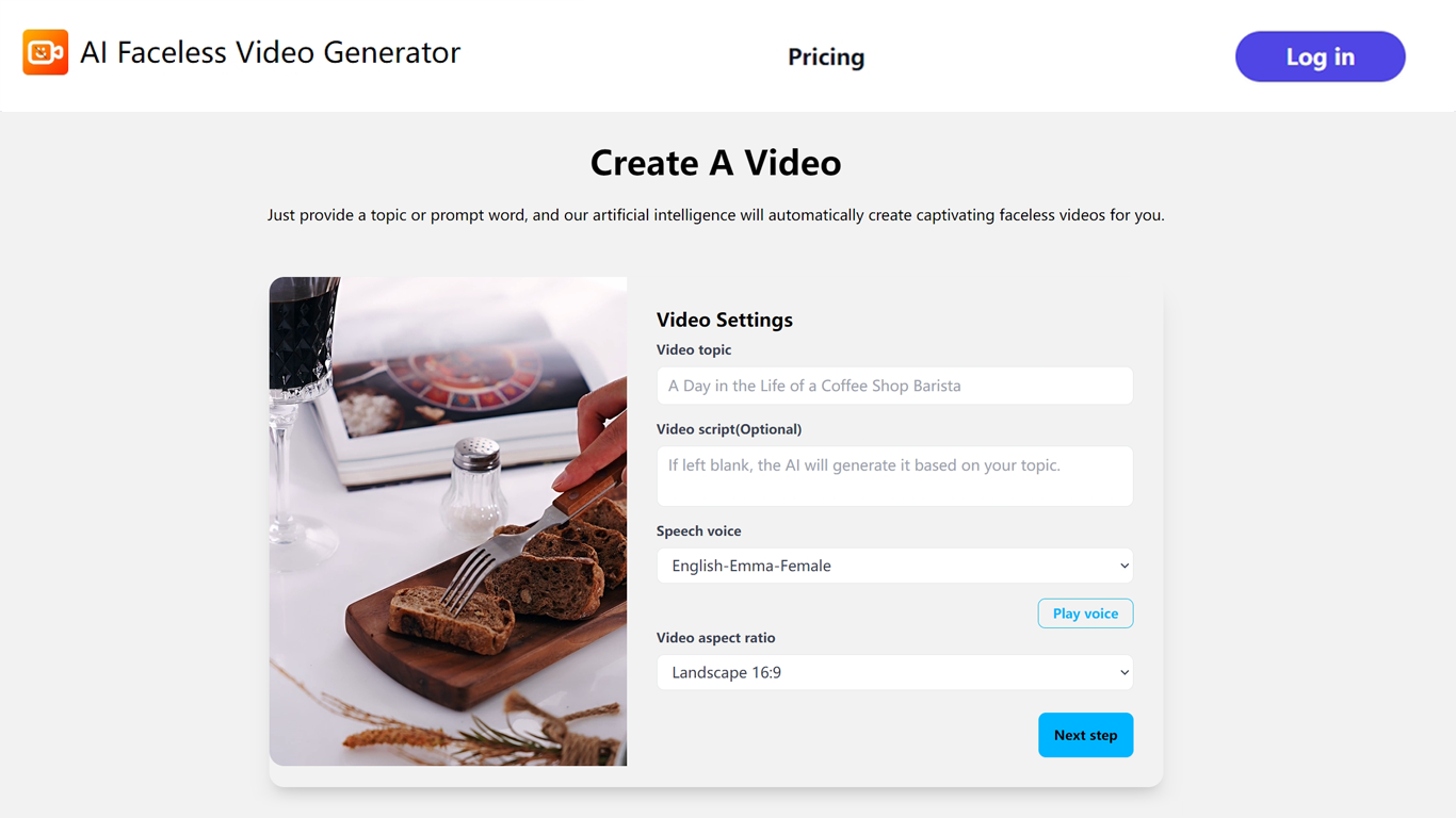 AI Faceless Video Generator screenshot