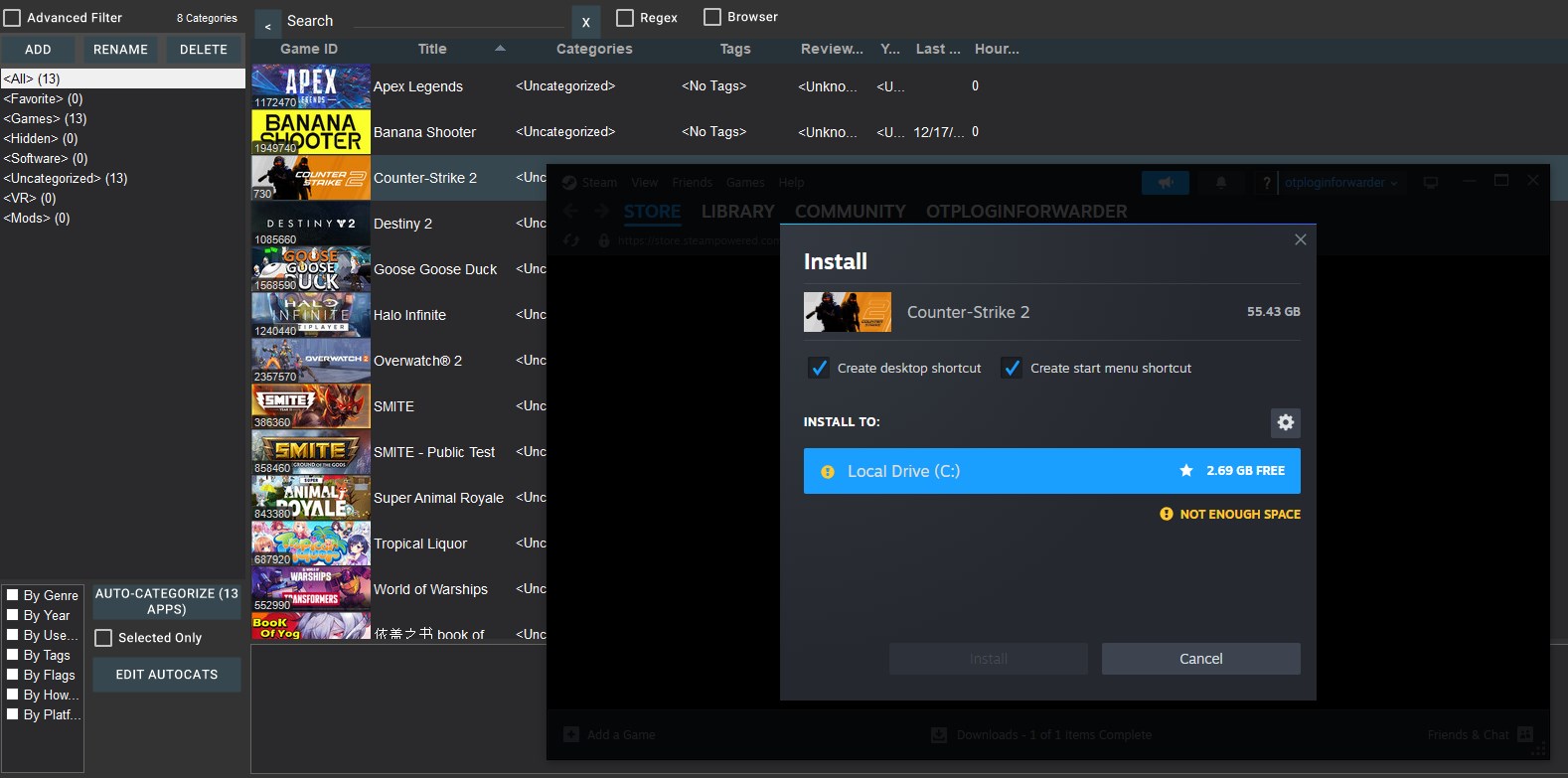 Stream games launcher SLM screenshot