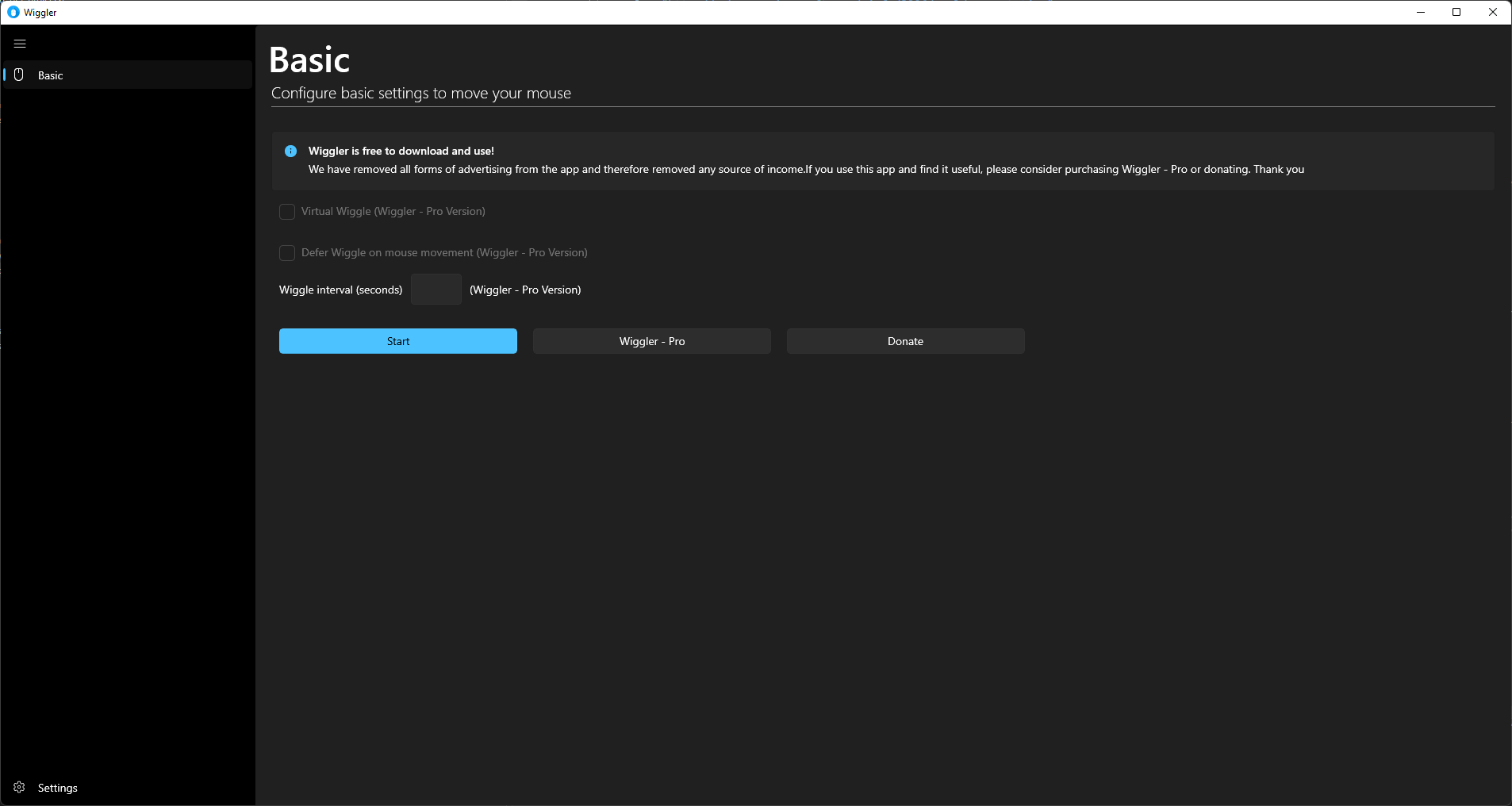 Wiggler - The mouse moving app screenshot