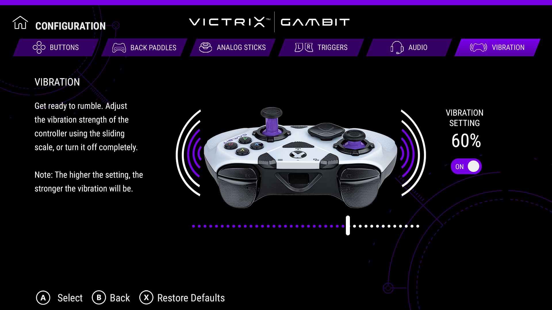 Victrix Control Hub screenshot