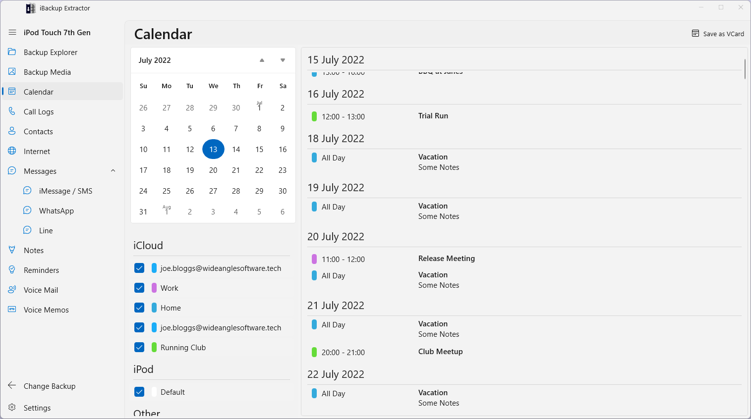 iBackup Extractor screenshot