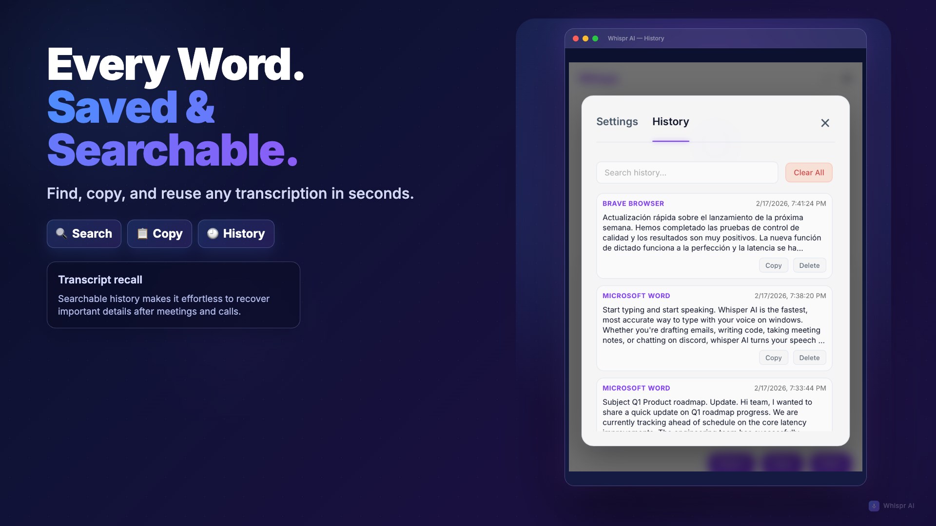 Whispr AI - Voice Typing & Transcription screenshot