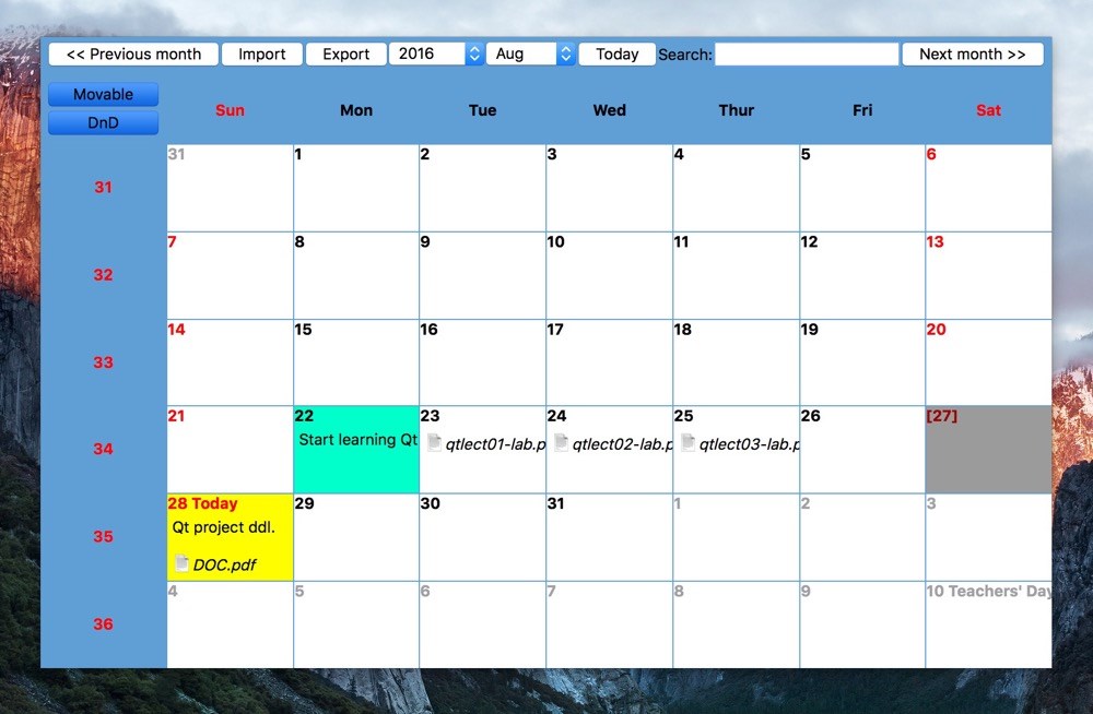 Desktop Calendar‘ screenshot
