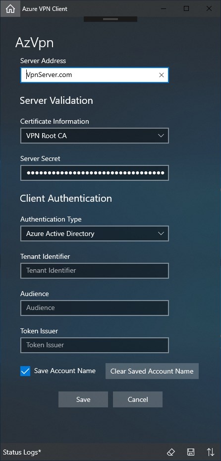 Azure VPN Client screenshot
