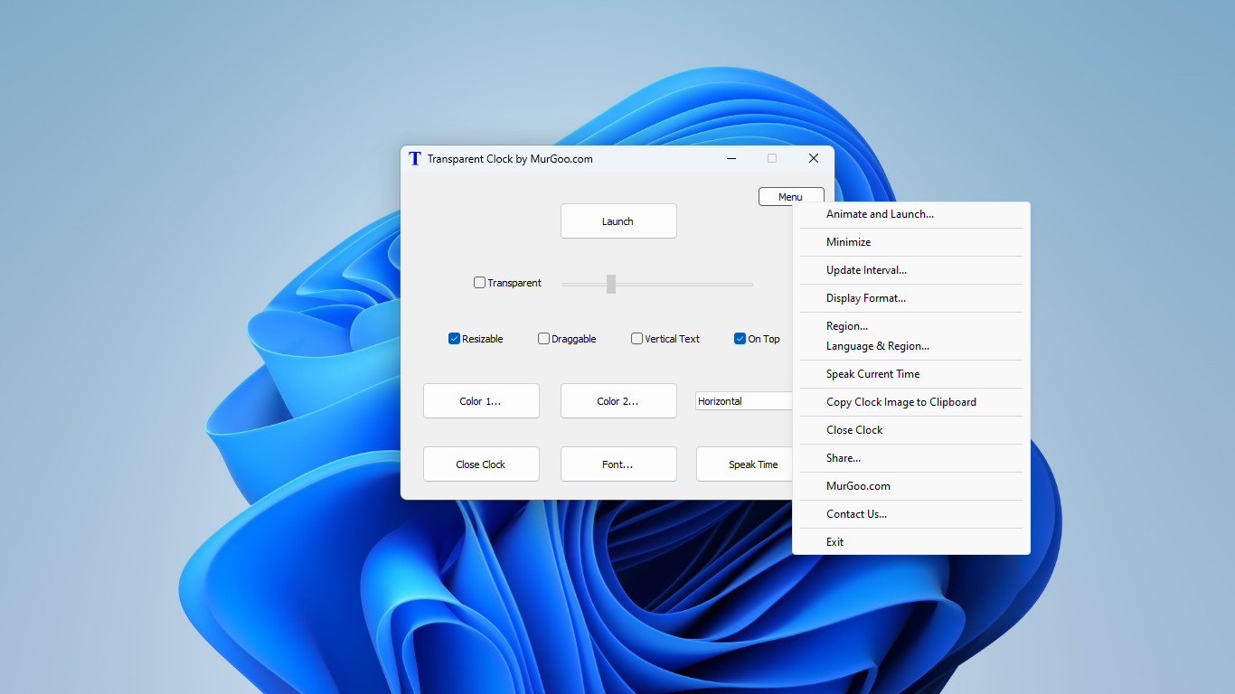 Transparent Clock screenshot