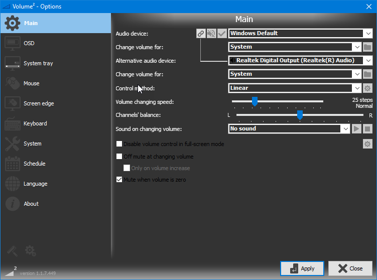 Volume² - advanced Windows volume control screenshot