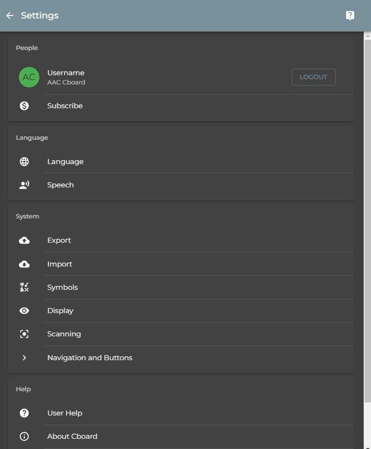 Cboard AAC app screenshot