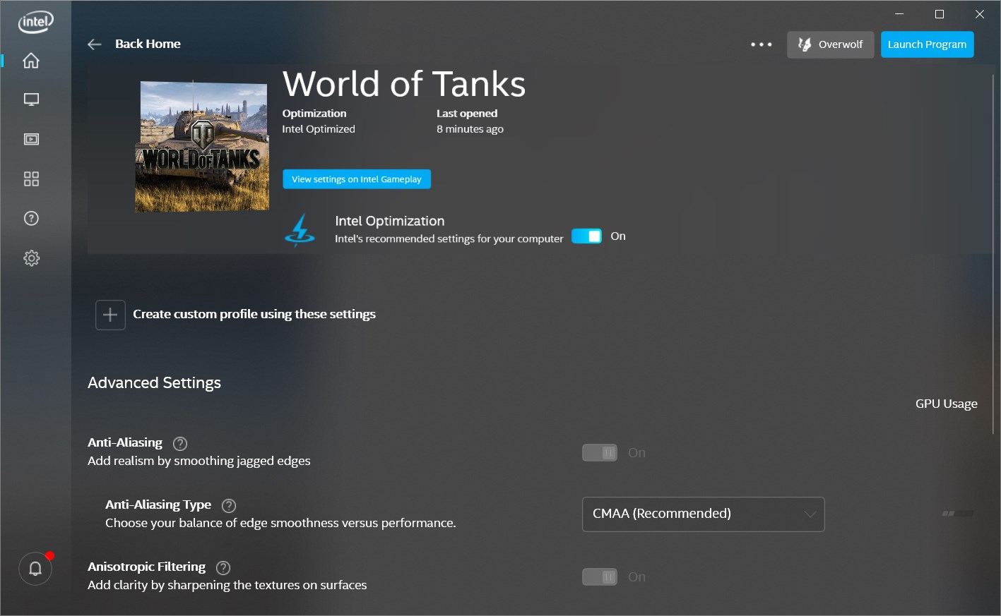 Intel® Graphics Command Center (Beta) screenshot