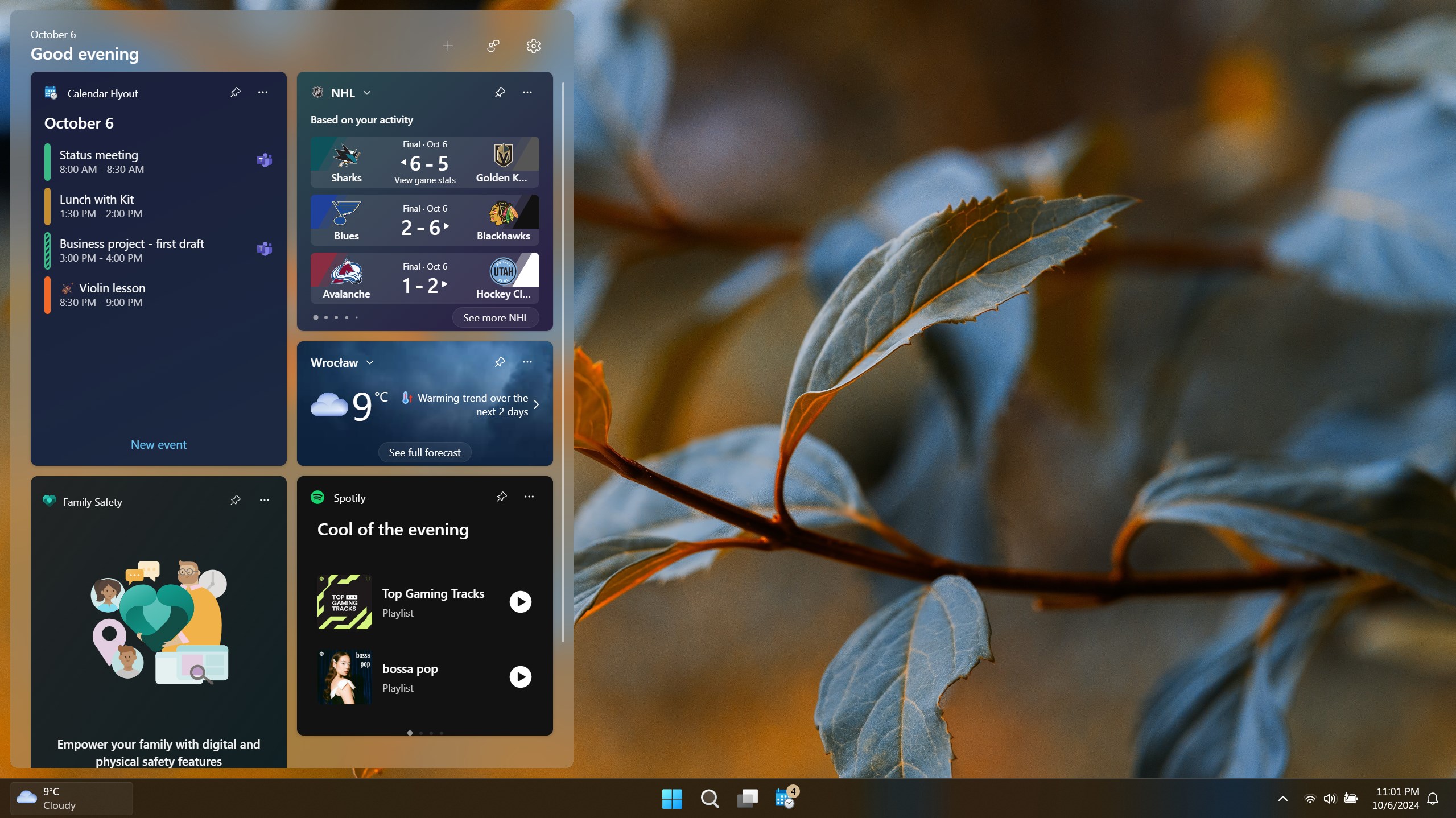 Calendar Flyout screenshot