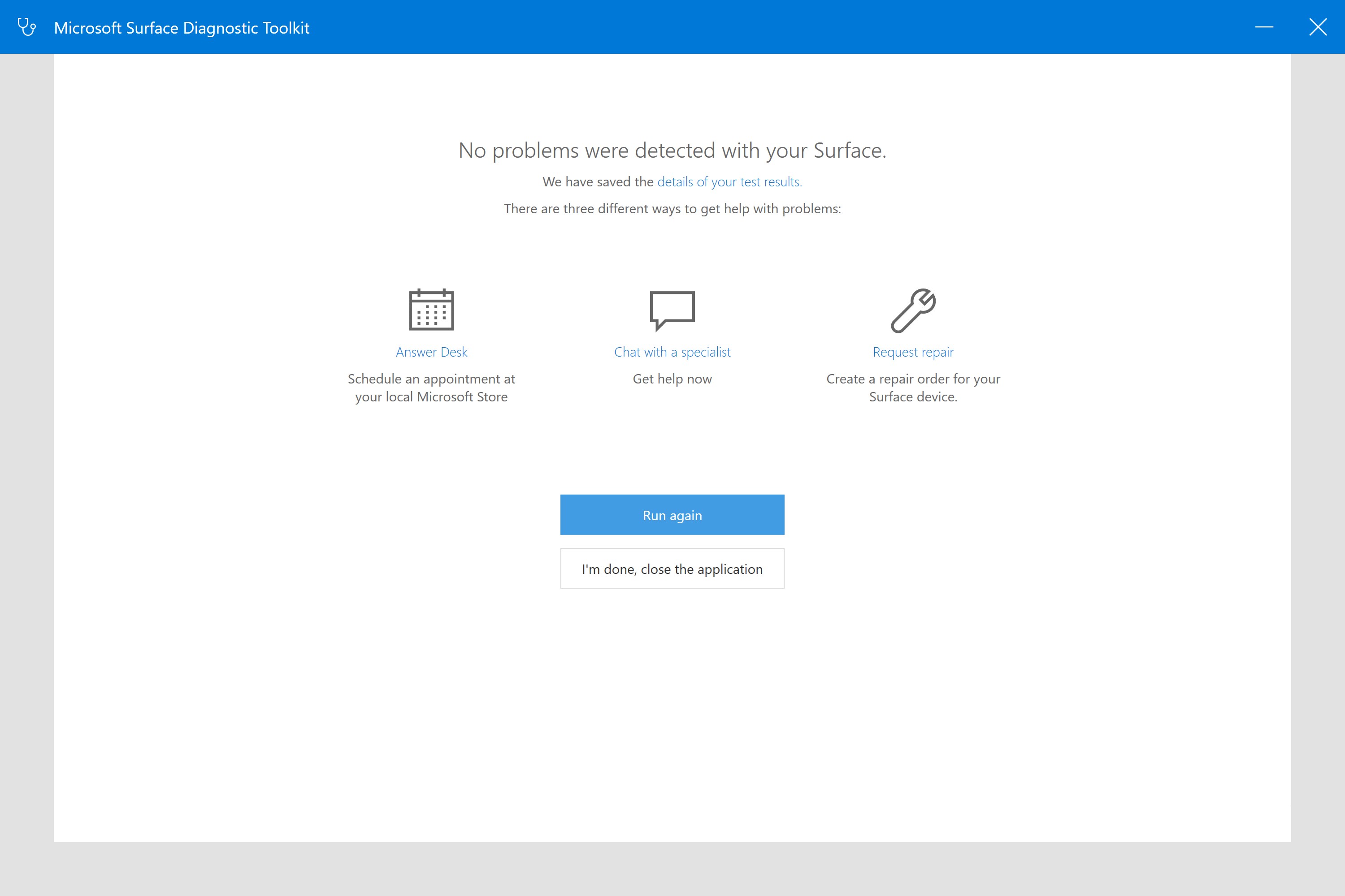 Surface Diagnostic Toolkit screenshot