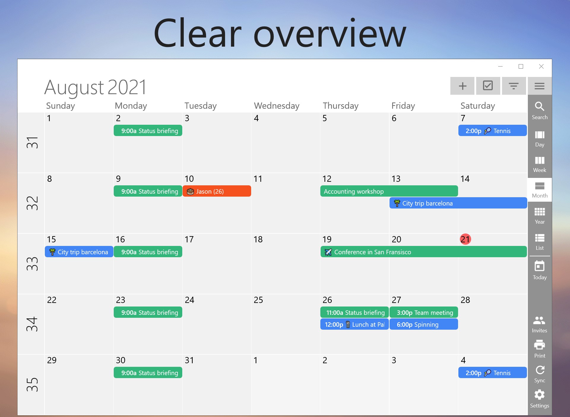 One Calendar screenshot