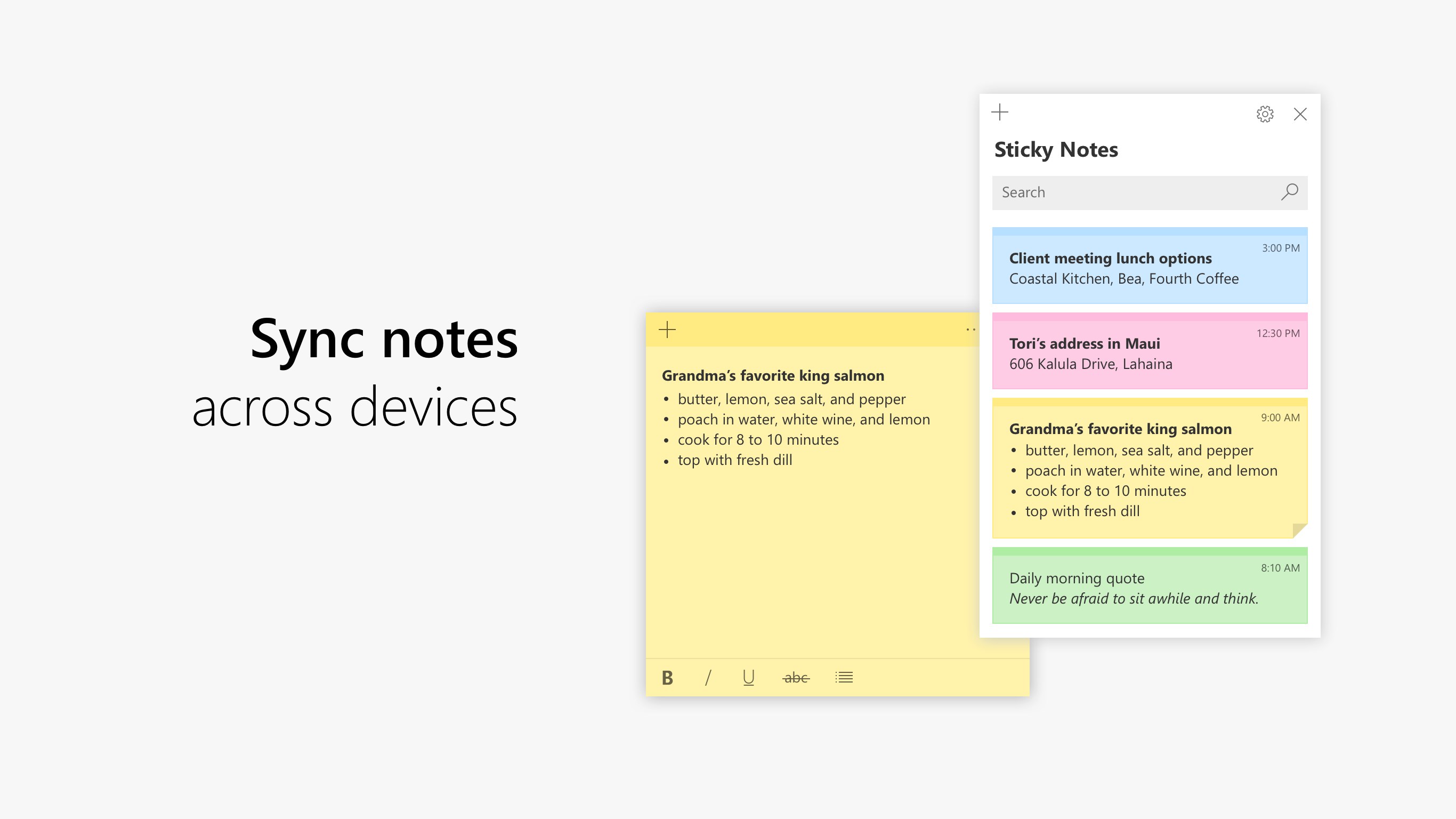 Microsoft Sticky Notes screenshot