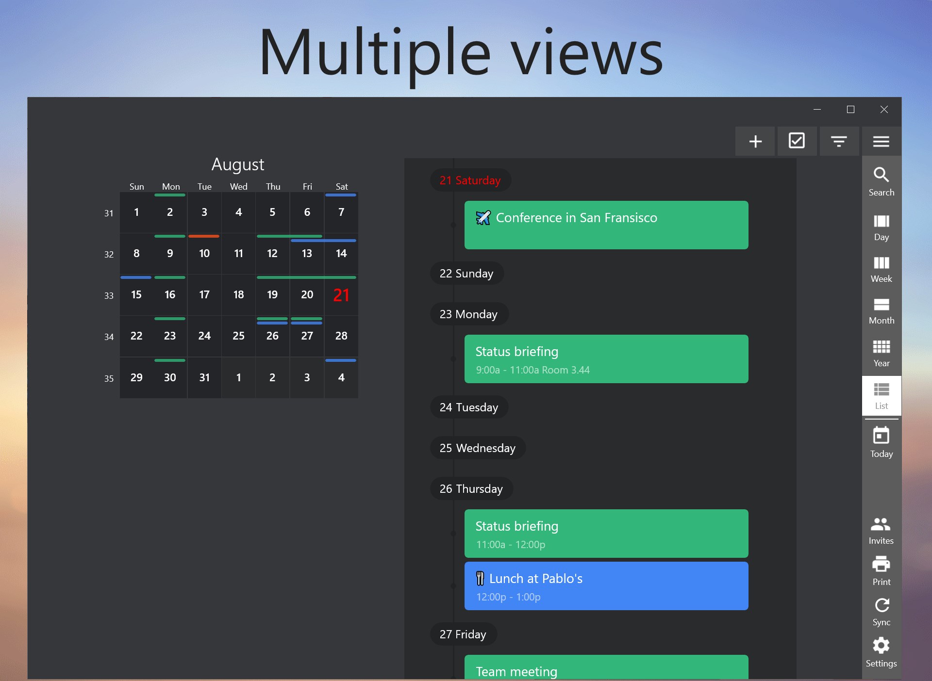 One Calendar screenshot