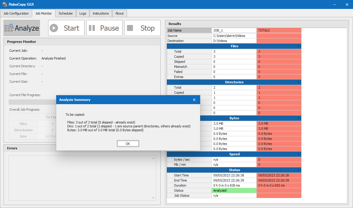 RoboCopy GUI screenshot