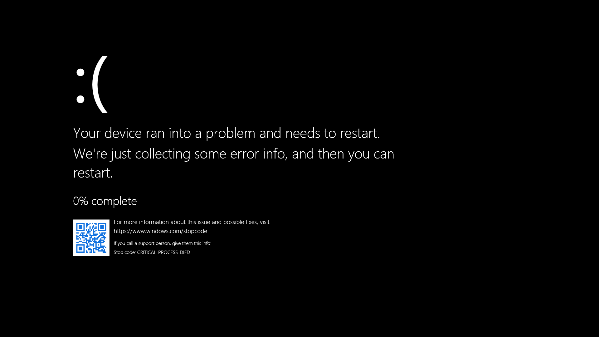 Blue screen emulator screenshot