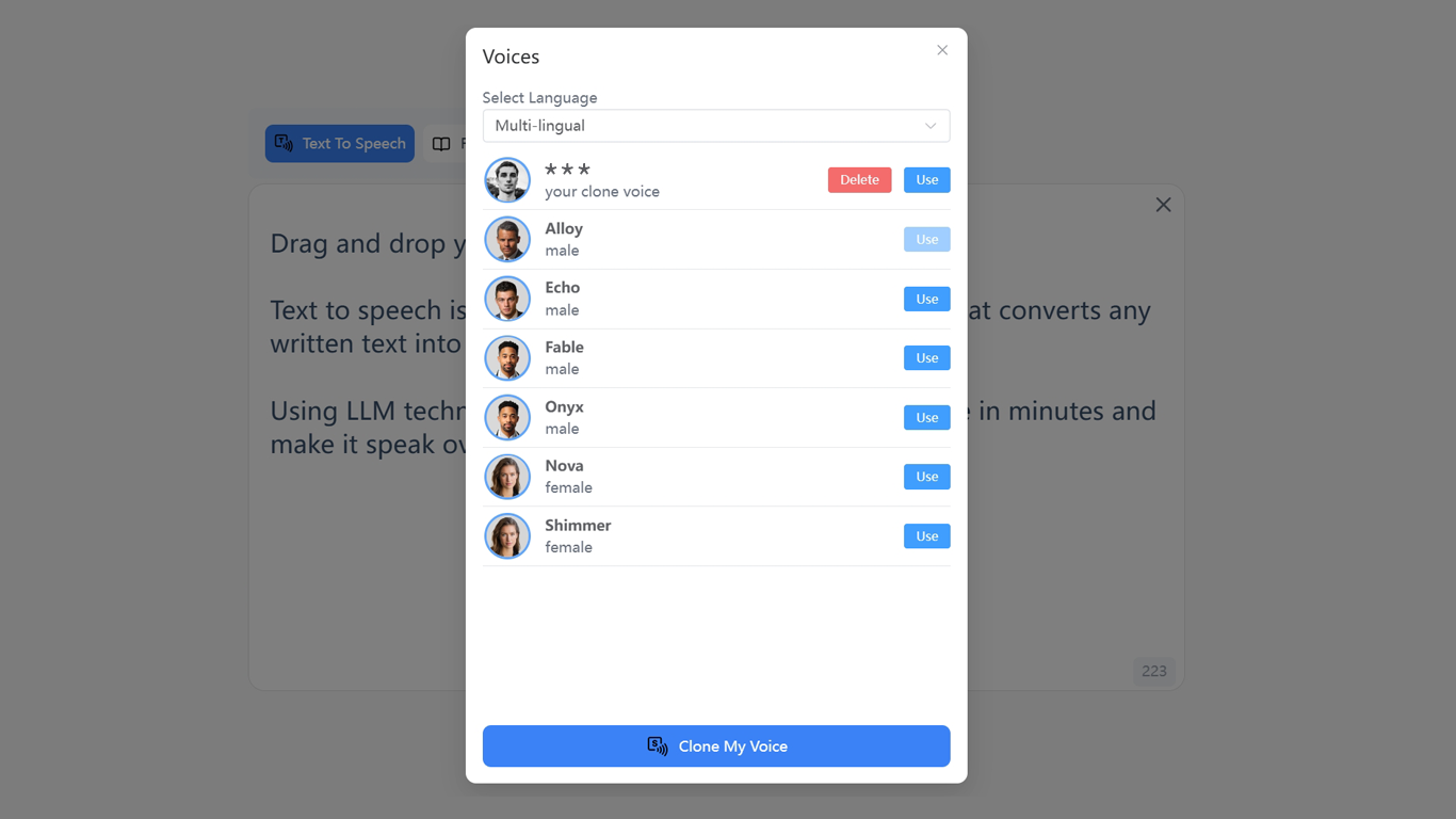 AI Voice Cloning screenshot