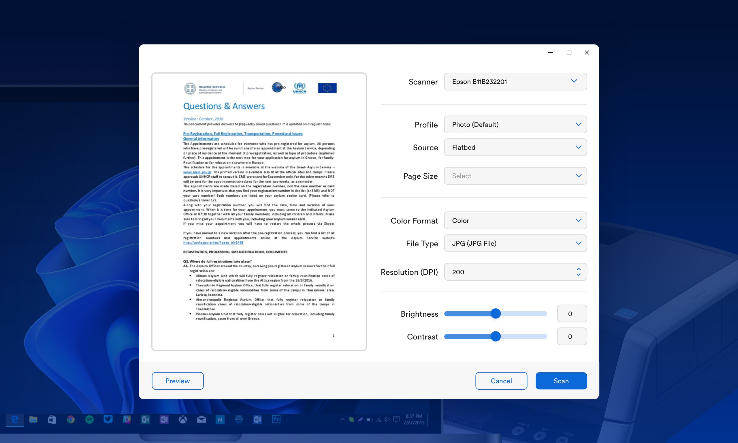 Scan to WSD screenshot
