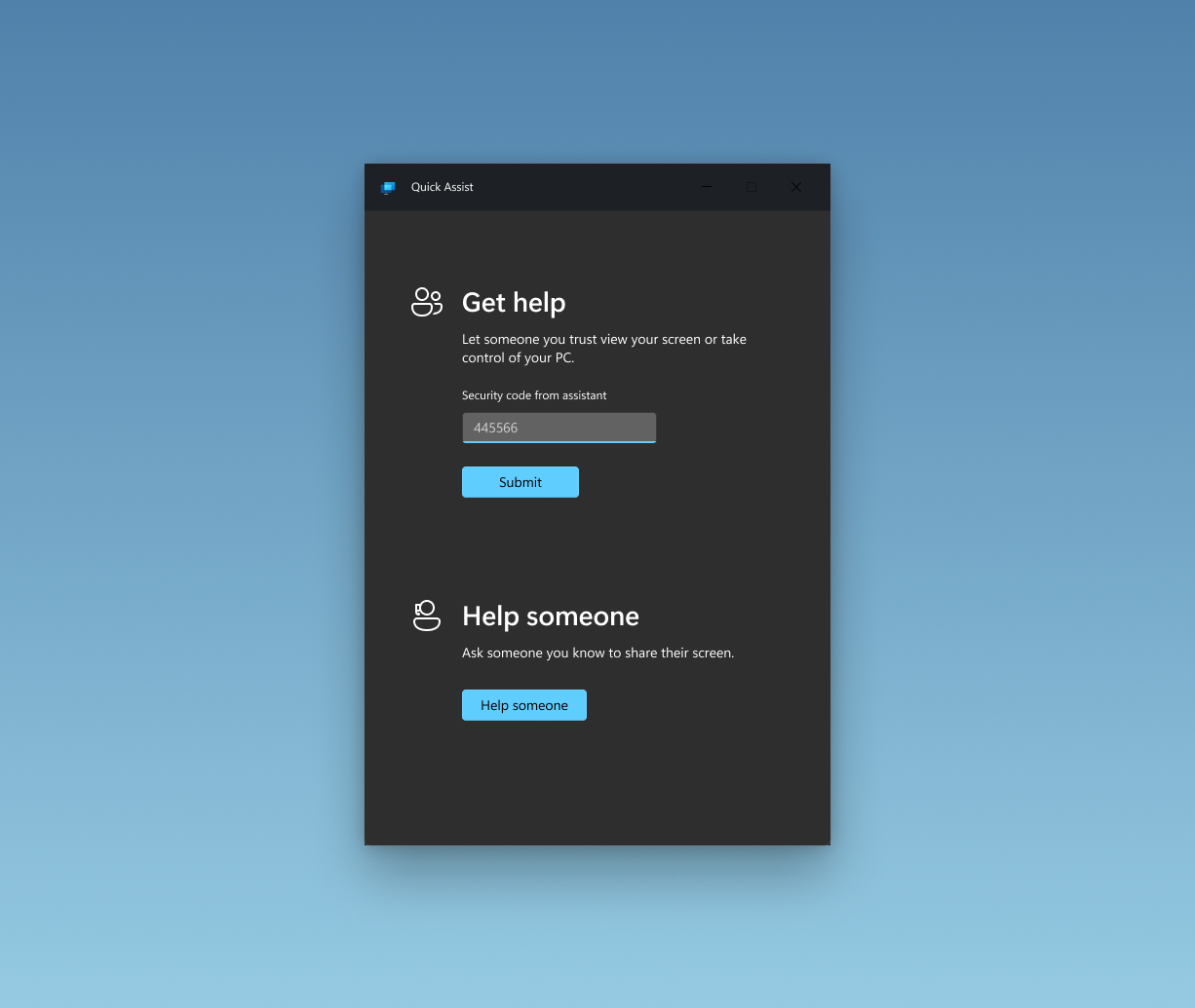 Quick Assist screenshot