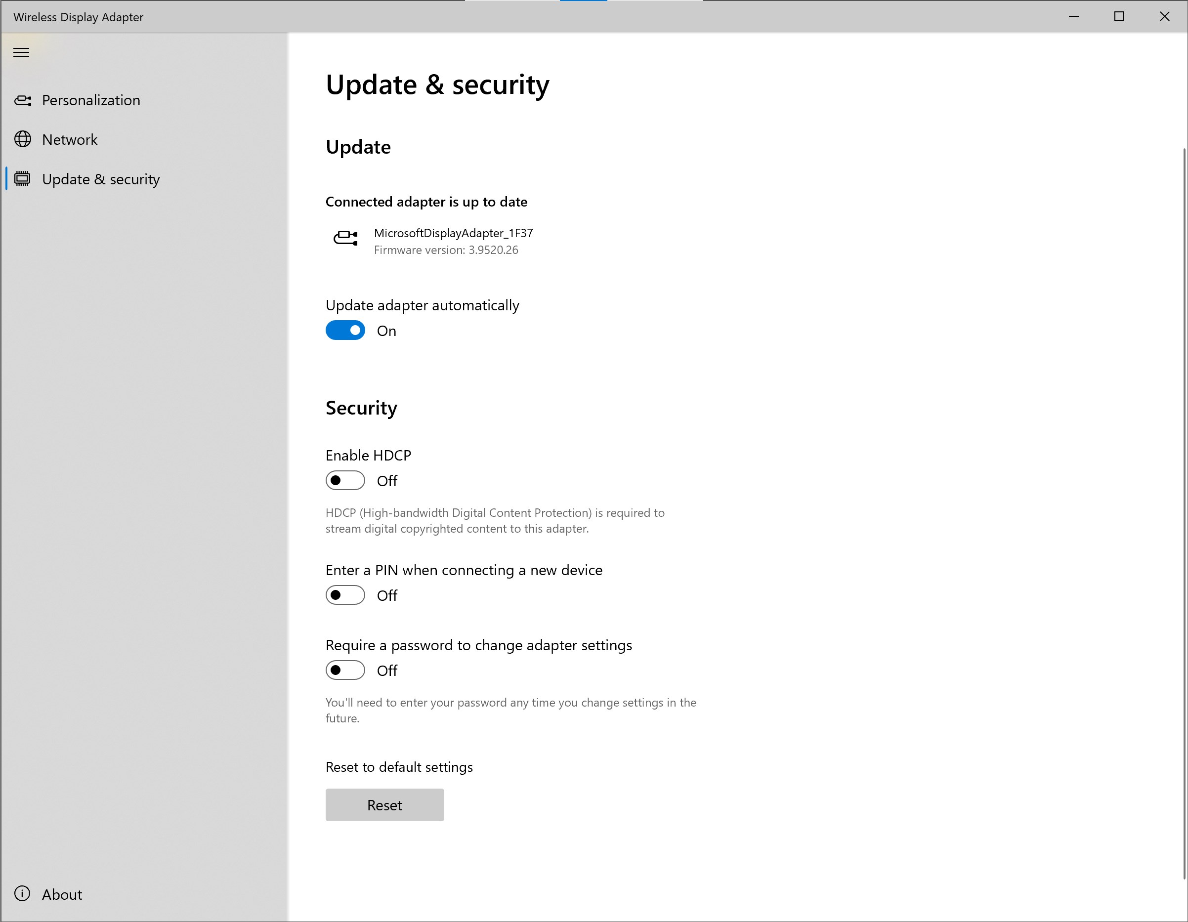 Microsoft Wireless Display Adapter screenshot
