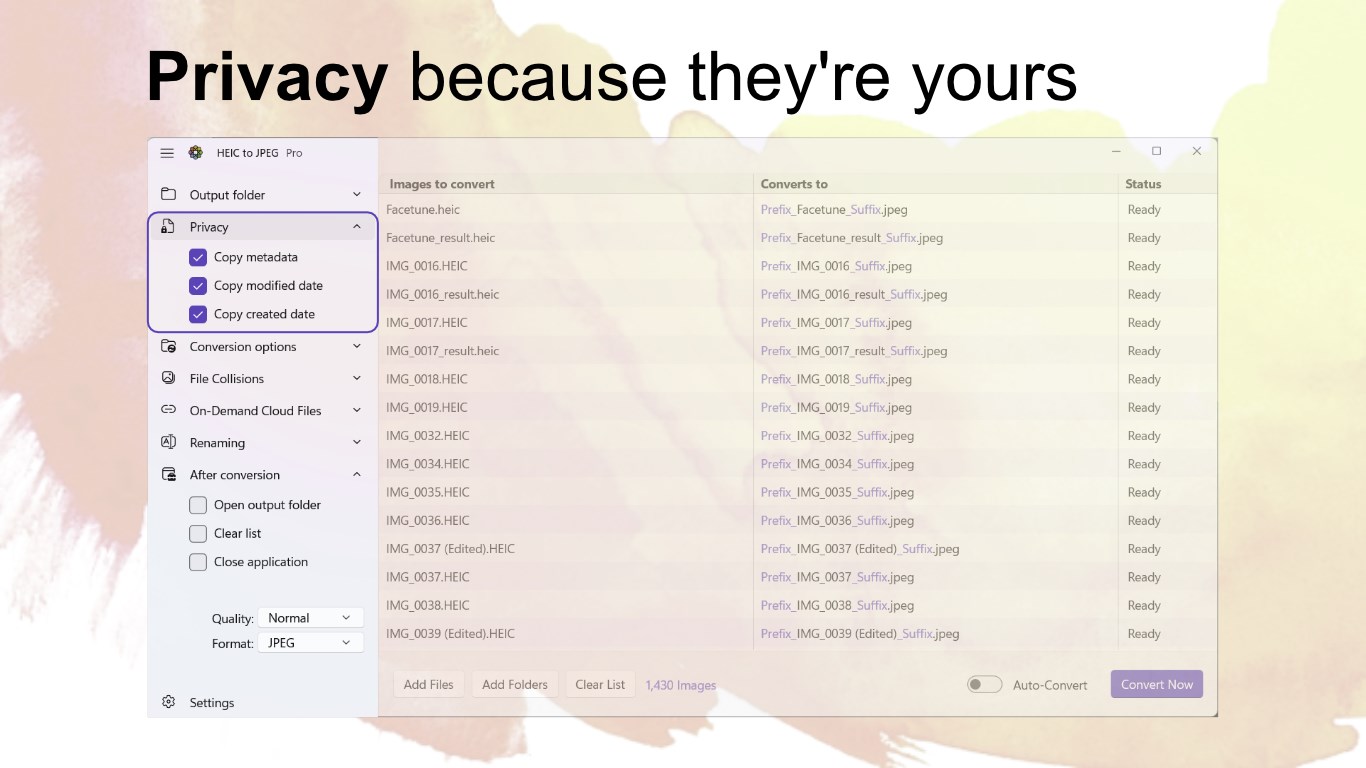 HEIC to JPEG screenshot