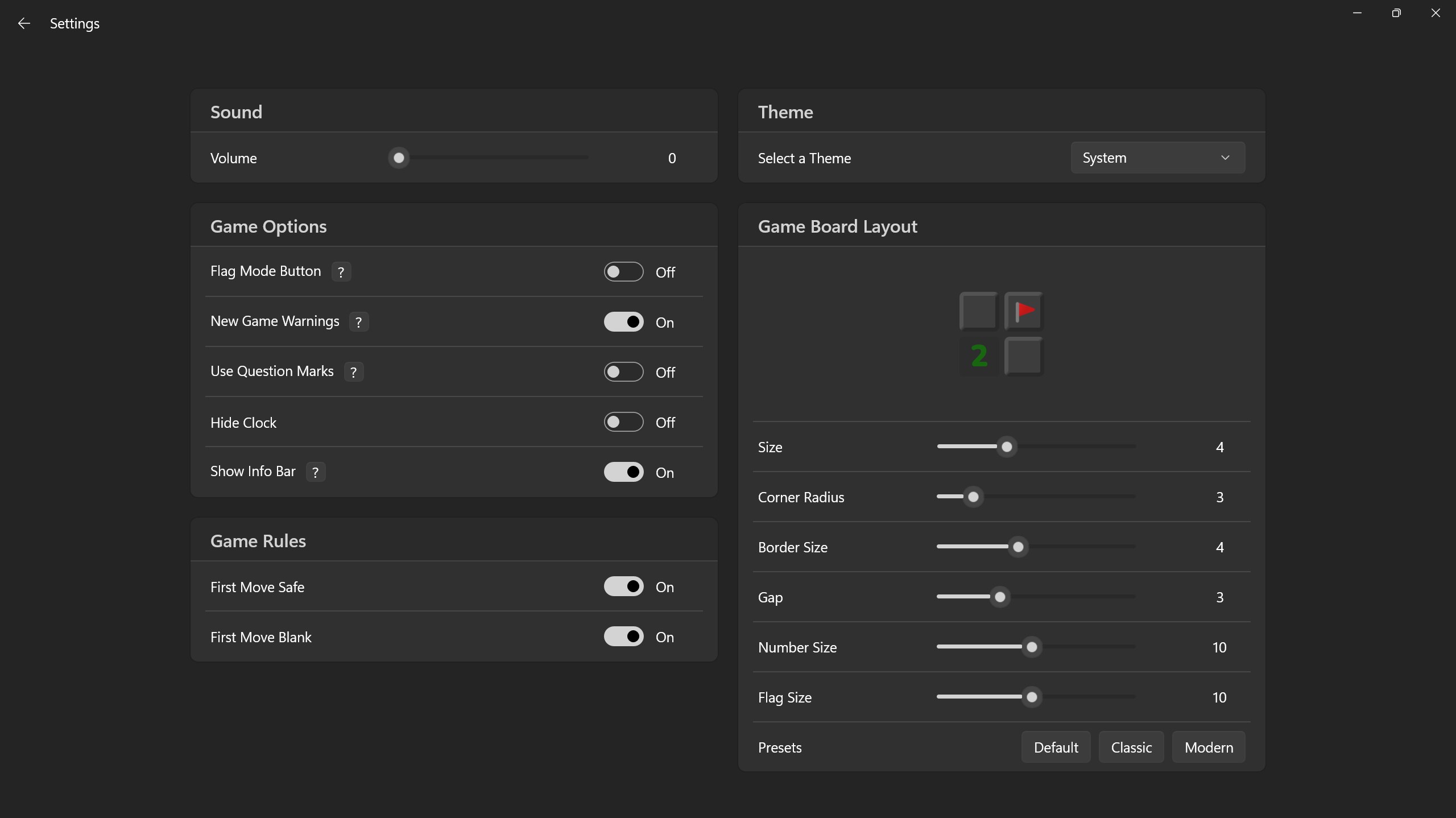 Minesweep screenshot