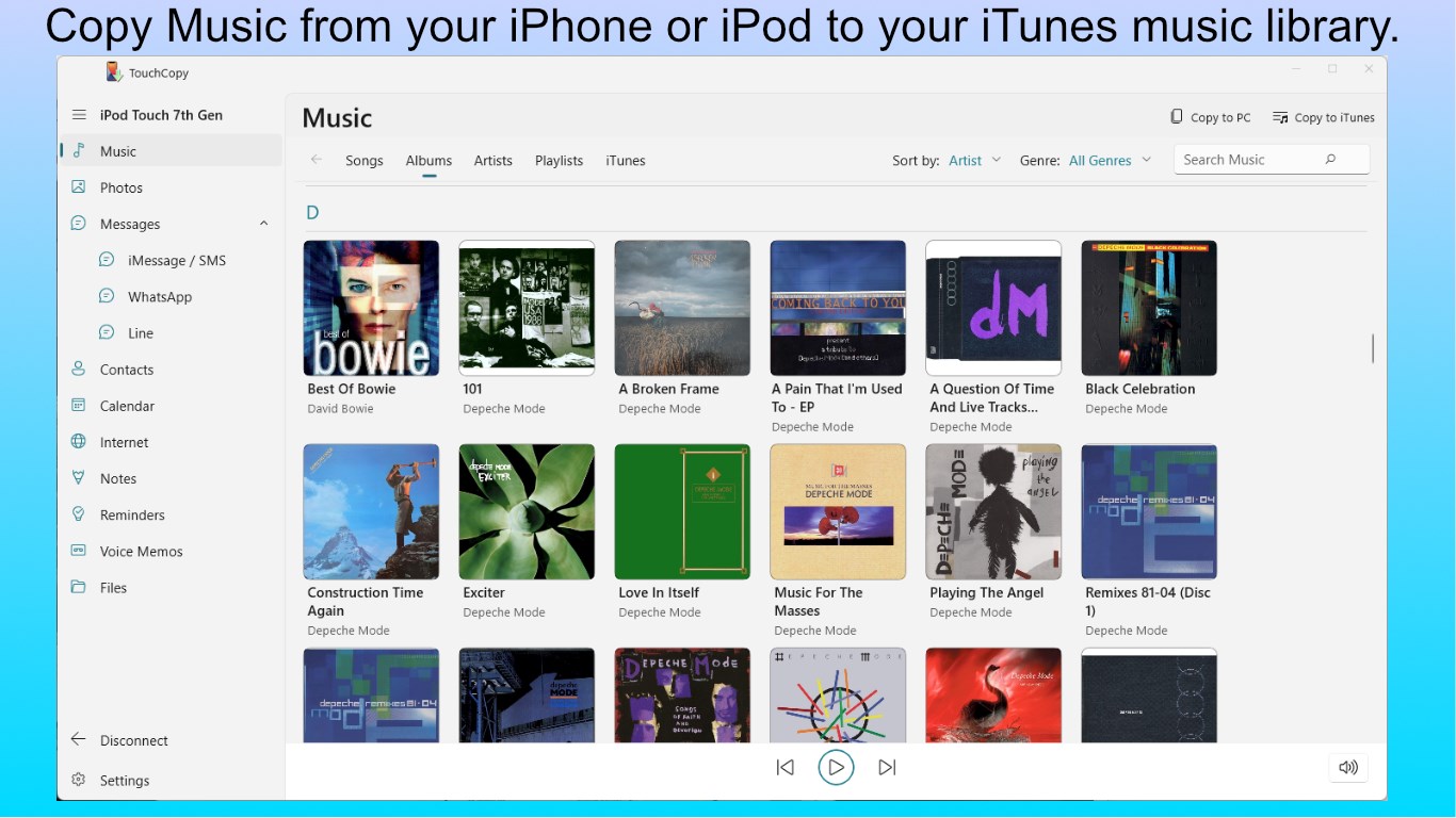 TouchCopy screenshot