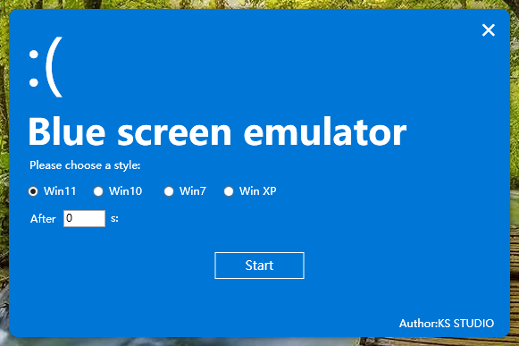 Blue screen emulator screenshot