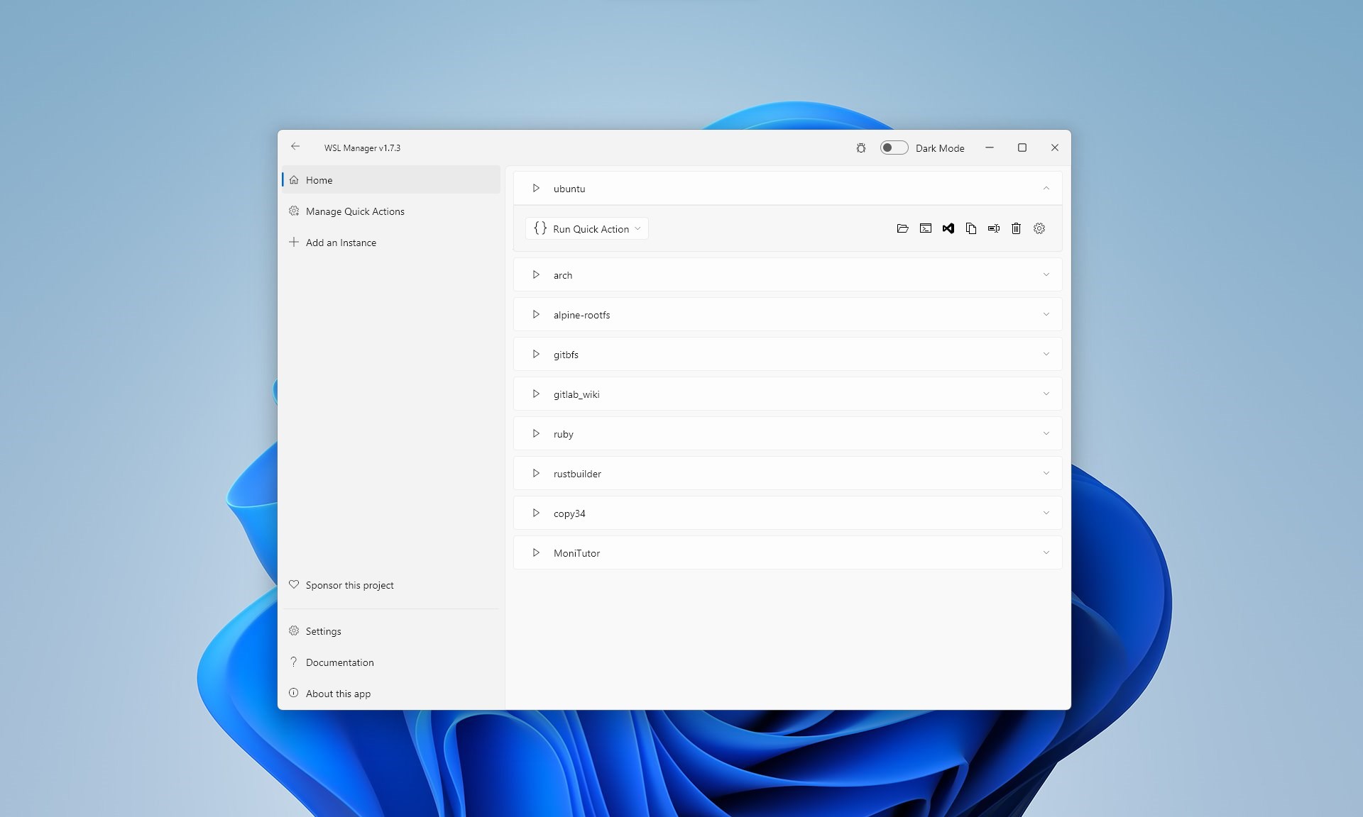WSL Manager screenshot