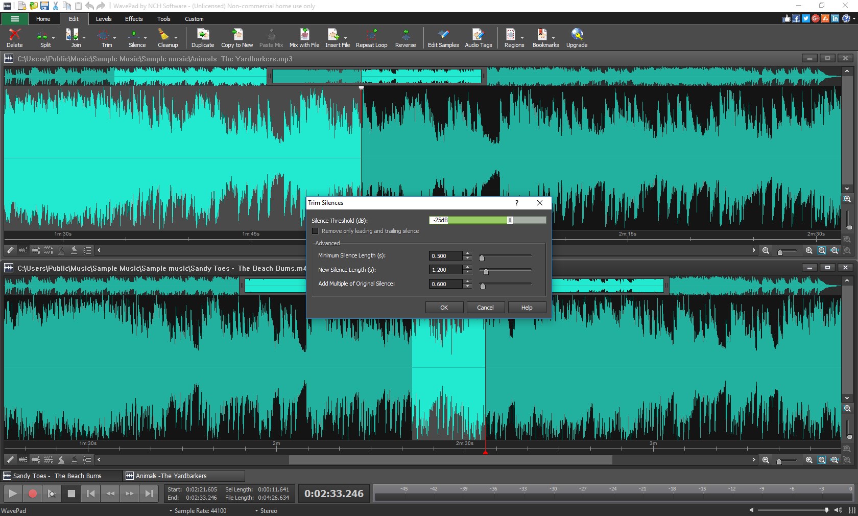 WavePad Audio Editor Software Express Edition screenshot