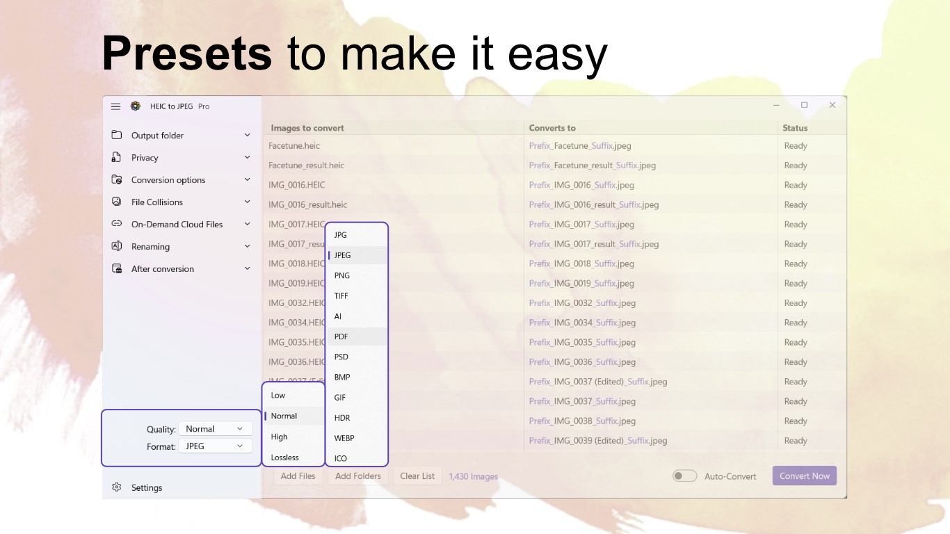 HEIC to JPEG screenshot