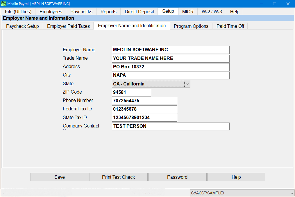 Medlin Payroll Software screenshot