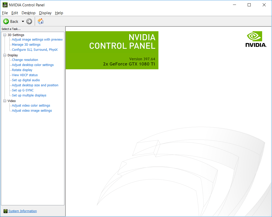 NVIDIA Control Panel screenshot
