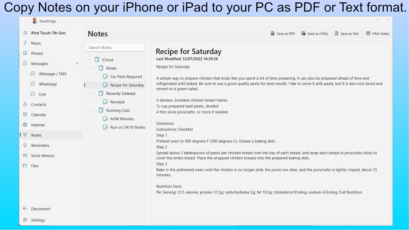 TouchCopy screenshot