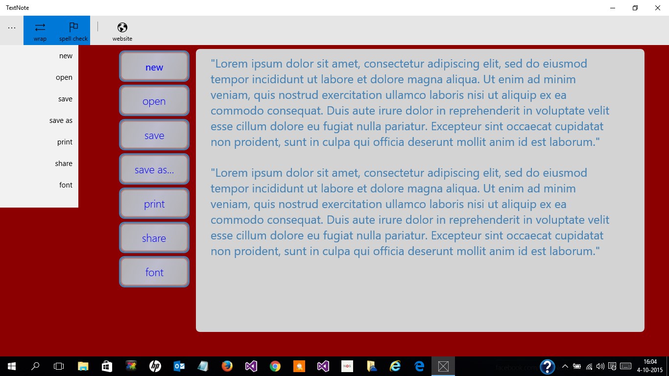 WordPad TextNote screenshot