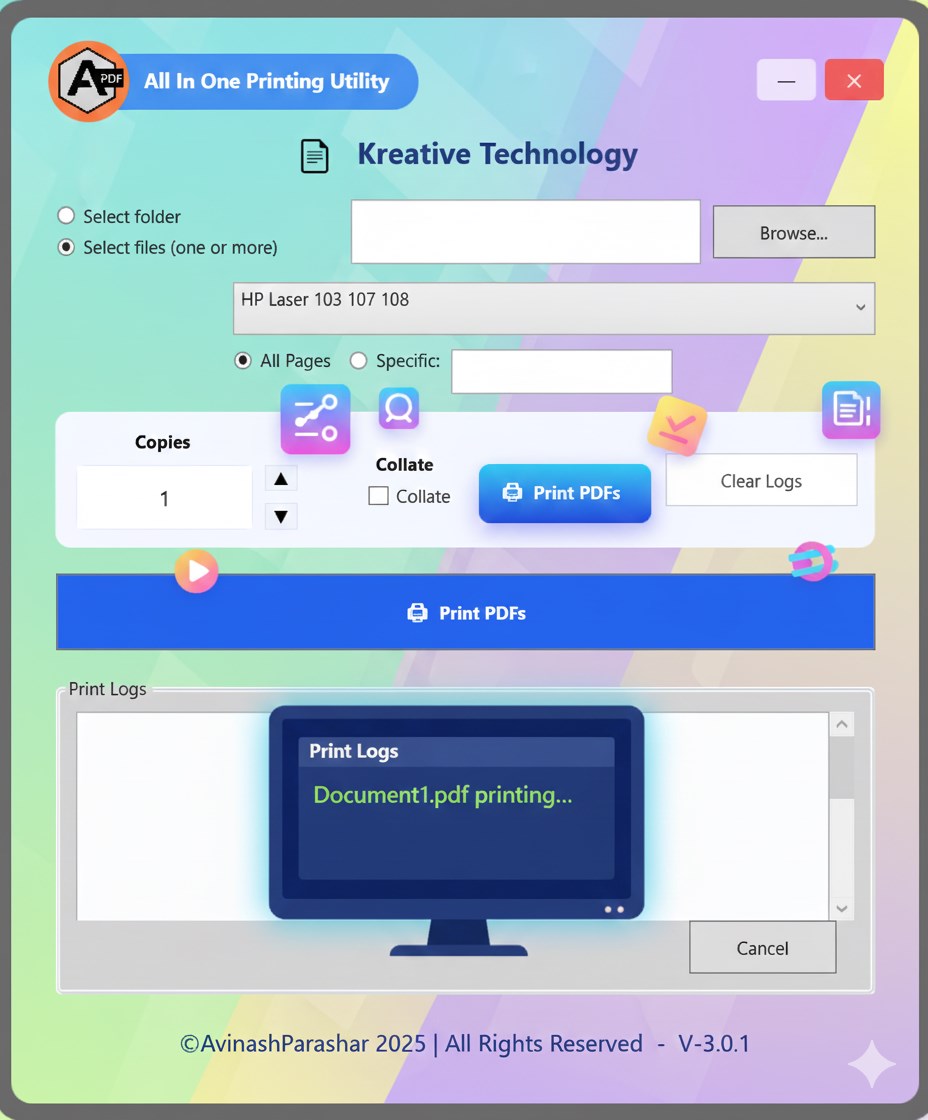 PDF Printer Utility Desktop screenshot