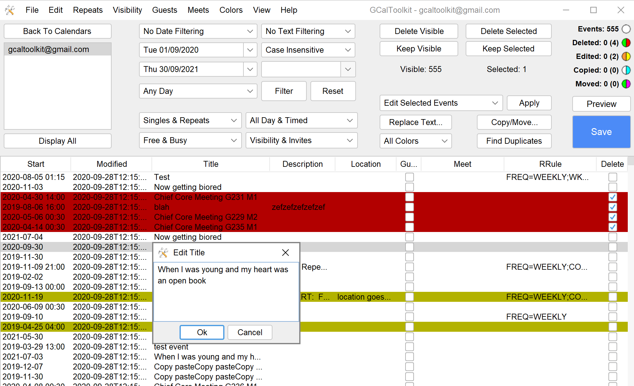 GCal Toolkit screenshot