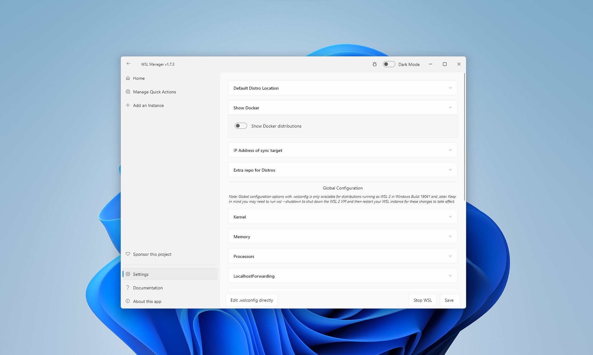 WSL Manager screenshot