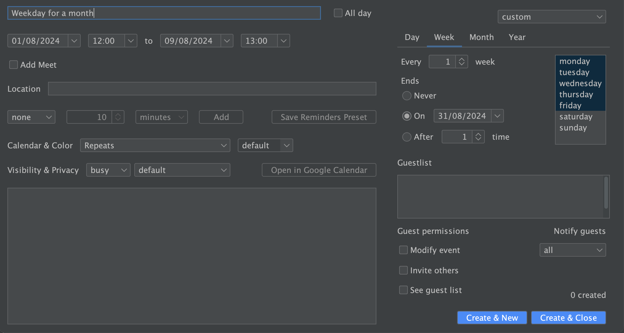 GCal Toolkit screenshot