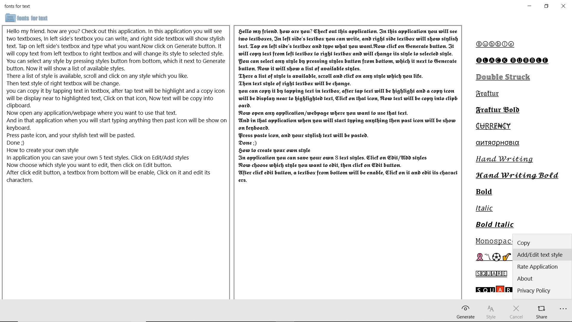 fonts for text screenshot