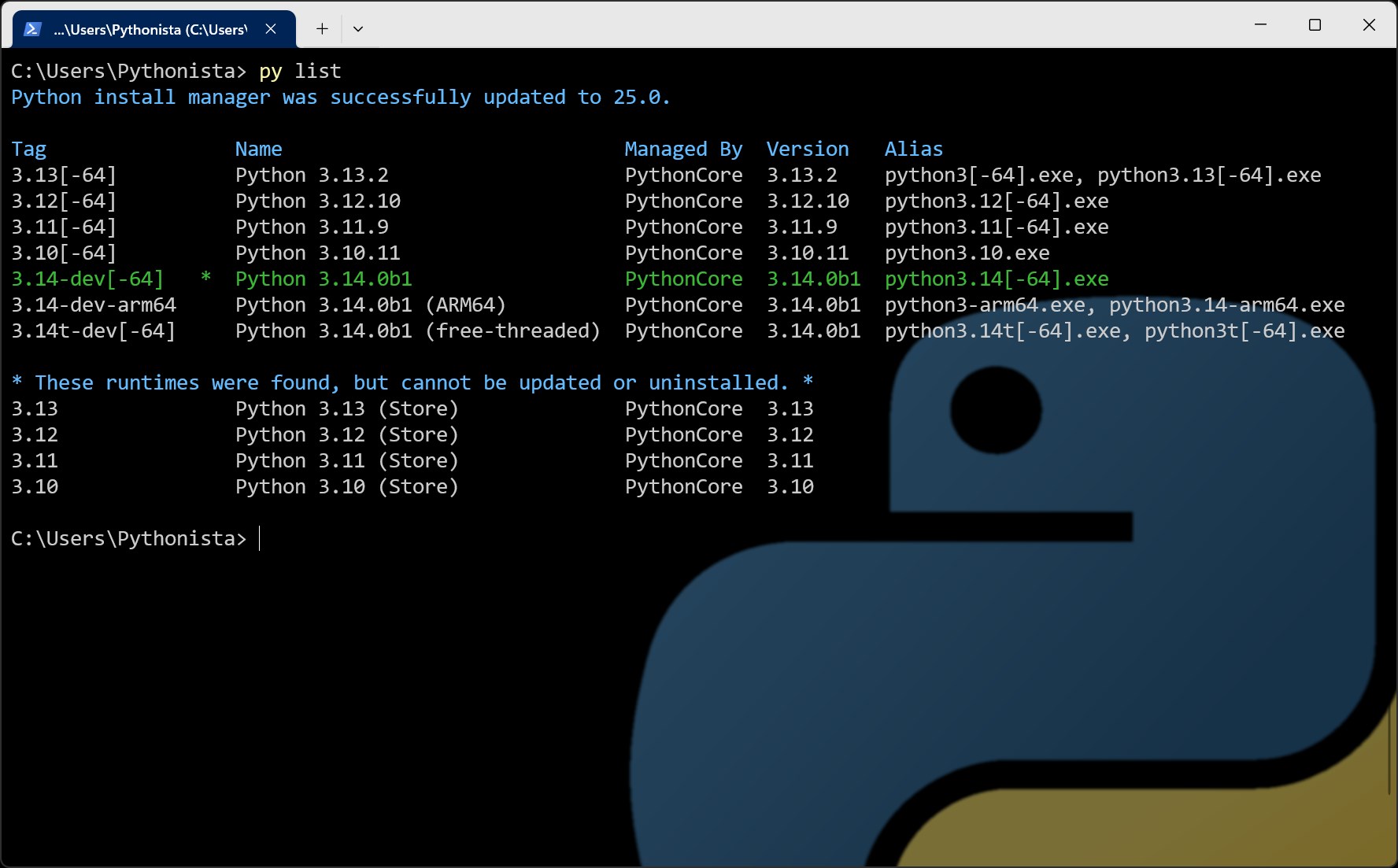 Python Install Manager screenshot
