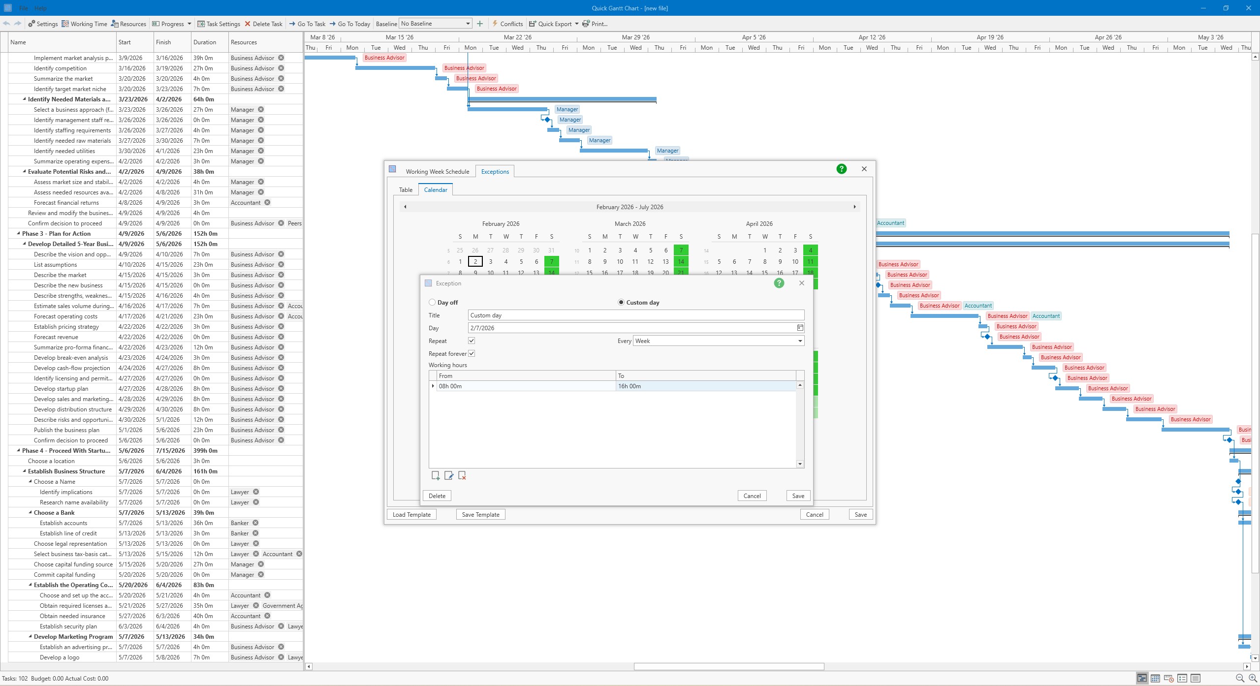 Quick Gantt Chart screenshot