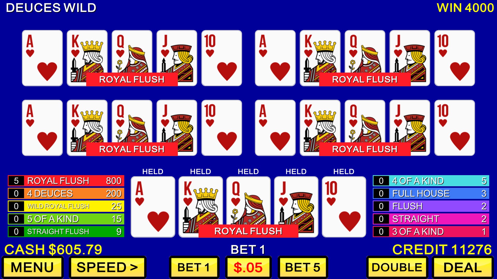 MULTI VIDEO POKER CLASSIC GAMES screenshot